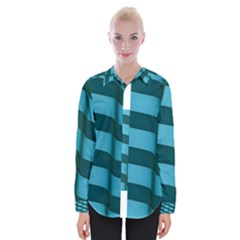 Curtain Stripped Blue Creative Womens Long Sleeve Shirt