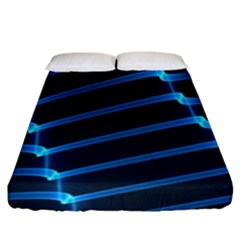 Background Neon Light Glow Blue Fitted Sheet (king Size) by Nexatart