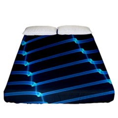 Background Neon Light Glow Blue Fitted Sheet (california King Size) by Nexatart