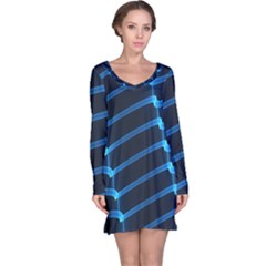 Background Neon Light Glow Blue Long Sleeve Nightdress by Nexatart