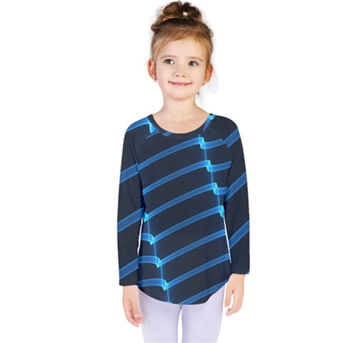 Background Neon Light Glow Blue Kids  Long Sleeve Tee by Nexatart