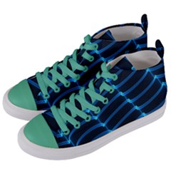 Background Neon Light Glow Blue Women s Mid-top Canvas Sneakers