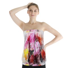 Flowers Roses Wedding Bouquet Art Strapless Top by Nexatart