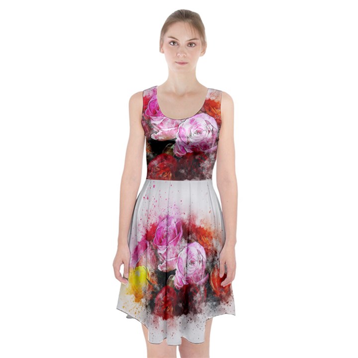 Flowers Roses Wedding Bouquet Art Racerback Midi Dress