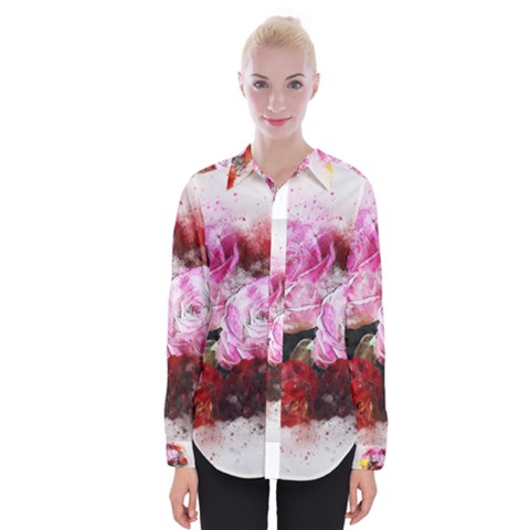 Flowers Roses Wedding Bouquet Art Womens Long Sleeve Shirt by Nexatart