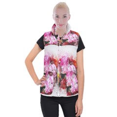 Flowers Roses Wedding Bouquet Art Women s Button Up Puffer Vest by Nexatart