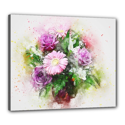 Flowers Roses Bouquet Art Nature Canvas 24  X 20  by Nexatart