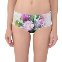 Flowers Roses Bouquet Art Nature Mid-waist Bikini Bottoms by Nexatart