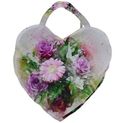 Flowers Roses Bouquet Art Nature Giant Heart Shaped Tote by Nexatart