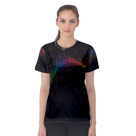 Background Light Glow Lines Colors Women s Sport Mesh Tee by Nexatart