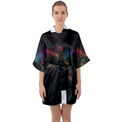 Background Light Glow Lines Colors Quarter Sleeve Kimono Robe by Nexatart