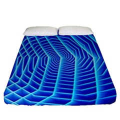 Blue Background Light Glow Abstract Art Fitted Sheet (queen Size) by Nexatart