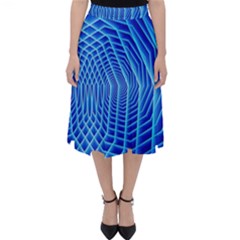 Blue Background Light Glow Abstract Art Folding Skater Skirt