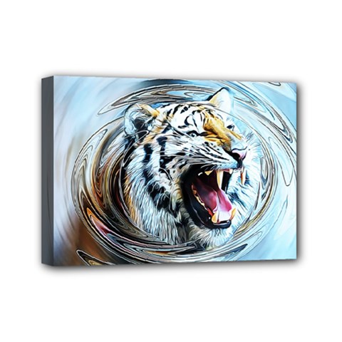 Tiger Animal Art Swirl Decorative Mini Canvas 7  X 5  by Nexatart