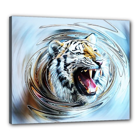 Tiger Animal Art Swirl Decorative Canvas 24  X 20  by Nexatart