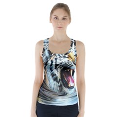 Tiger Animal Art Swirl Decorative Racer Back Sports Top by Nexatart