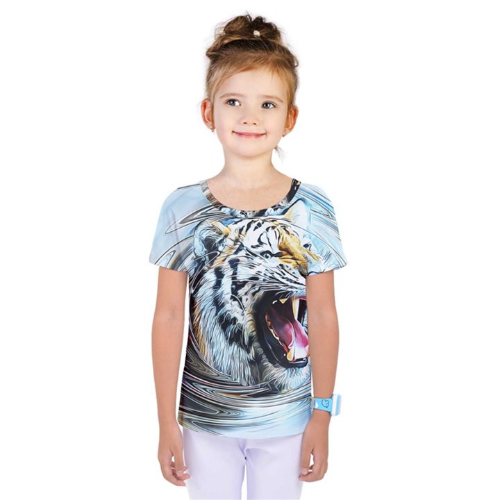 Tiger Animal Art Swirl Decorative Kids  One Piece Tee