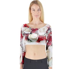 Flowers Roses Bouquet Art Nature Long Sleeve Crop Top by Nexatart