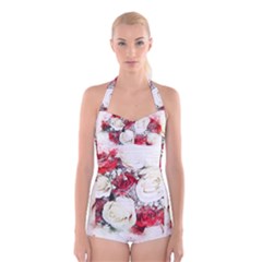 Flowers Roses Bouquet Art Nature Boyleg Halter Swimsuit  by Nexatart