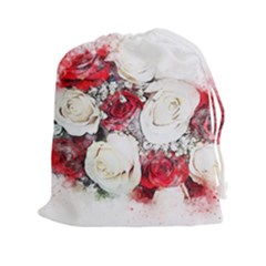 Flowers Roses Bouquet Art Nature Drawstring Pouches (xxl) by Nexatart