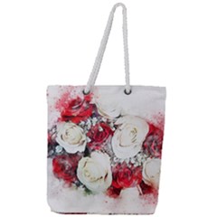 Flowers Roses Bouquet Art Nature Full Print Rope Handle Tote (large) by Nexatart