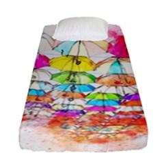 Umbrella Art Abstract Watercolor Fitted Sheet (single Size) by Nexatart