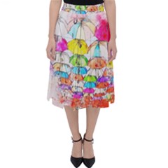 Umbrella Art Abstract Watercolor Folding Skater Skirt by Nexatart