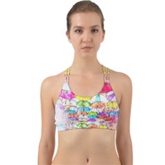 Umbrella Art Abstract Watercolor Back Web Sports Bra