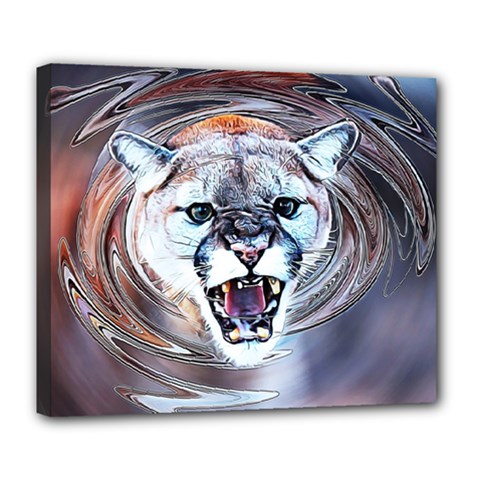 Cougar Animal Art Swirl Decorative Deluxe Canvas 24  X 20   by Nexatart