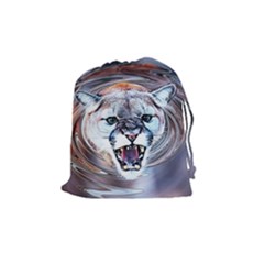 Cougar Animal Art Swirl Decorative Drawstring Pouches (medium)  by Nexatart