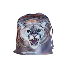 Cougar Animal Art Swirl Decorative Drawstring Pouches (large)  by Nexatart