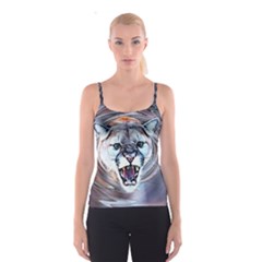 Cougar Animal Art Swirl Decorative Spaghetti Strap Top by Nexatart