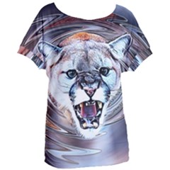 Cougar Animal Art Swirl Decorative Women s Oversized Tee