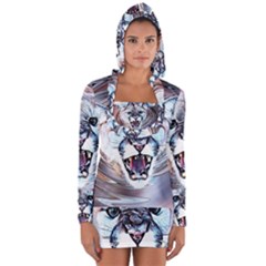 Cougar Animal Art Swirl Decorative Long Sleeve Hooded T-shirt by Nexatart