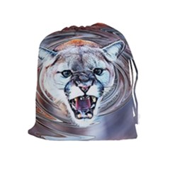 Cougar Animal Art Swirl Decorative Drawstring Pouches (extra Large) by Nexatart