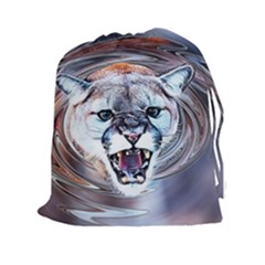 Cougar Animal Art Swirl Decorative Drawstring Pouches (xxl) by Nexatart