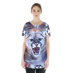 Cougar Animal Art Swirl Decorative Skirt Hem Sports Top by Nexatart