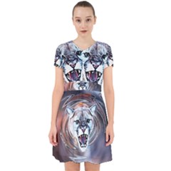 Cougar Animal Art Swirl Decorative Adorable In Chiffon Dress