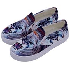 Cougar Animal Art Swirl Decorative Kids  Canvas Slip Ons