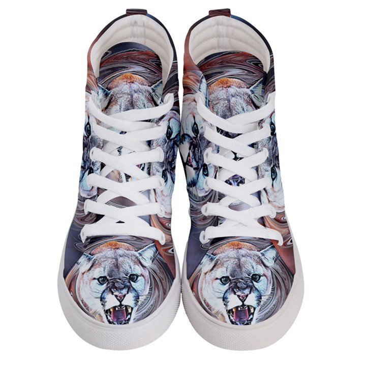 Cougar Animal Art Swirl Decorative Women s Hi-Top Skate Sneakers