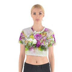 Flowers Bouquet Art Nature Cotton Crop Top by Nexatart