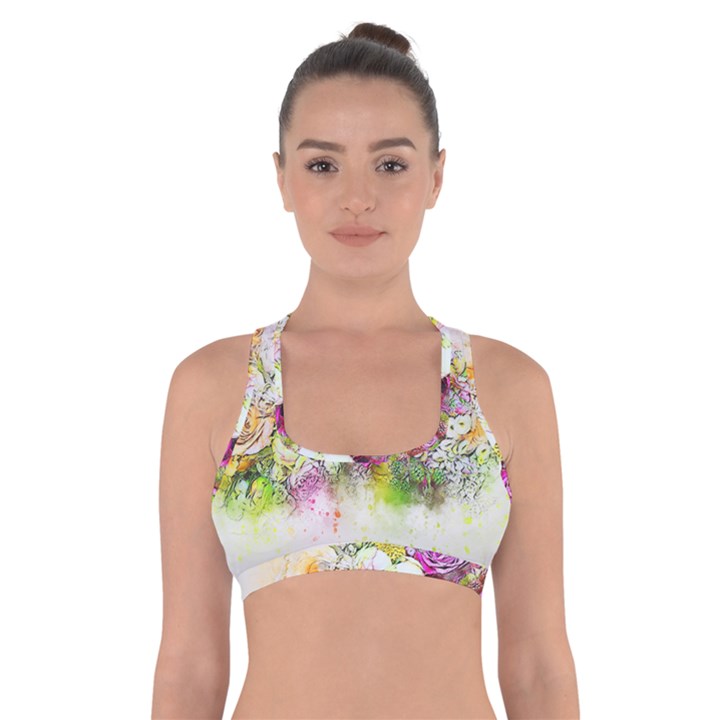 Flowers Bouquet Art Nature Cross Back Sports Bra