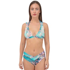 Background Art Abstract Watercolor Double Strap Halter Bikini Set