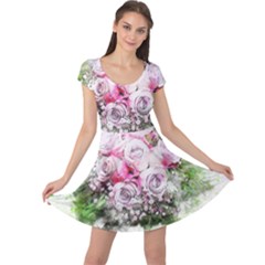 Flowers Bouquet Art Nature Cap Sleeve Dress by Nexatart