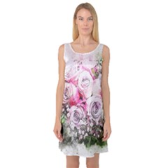 Flowers Bouquet Art Nature Sleeveless Satin Nightdress by Nexatart