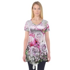 Flowers Bouquet Art Nature Short Sleeve Tunic  by Nexatart