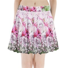 Flowers Bouquet Art Nature Pleated Mini Skirt