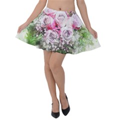 Flowers Bouquet Art Nature Velvet Skater Skirt