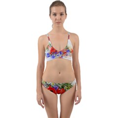 Flowers Bouquet Art Nature Wrap Around Bikini Set