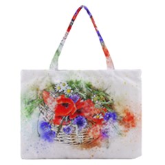 Flowers Bouquet Art Nature Zipper Medium Tote Bag by Nexatart